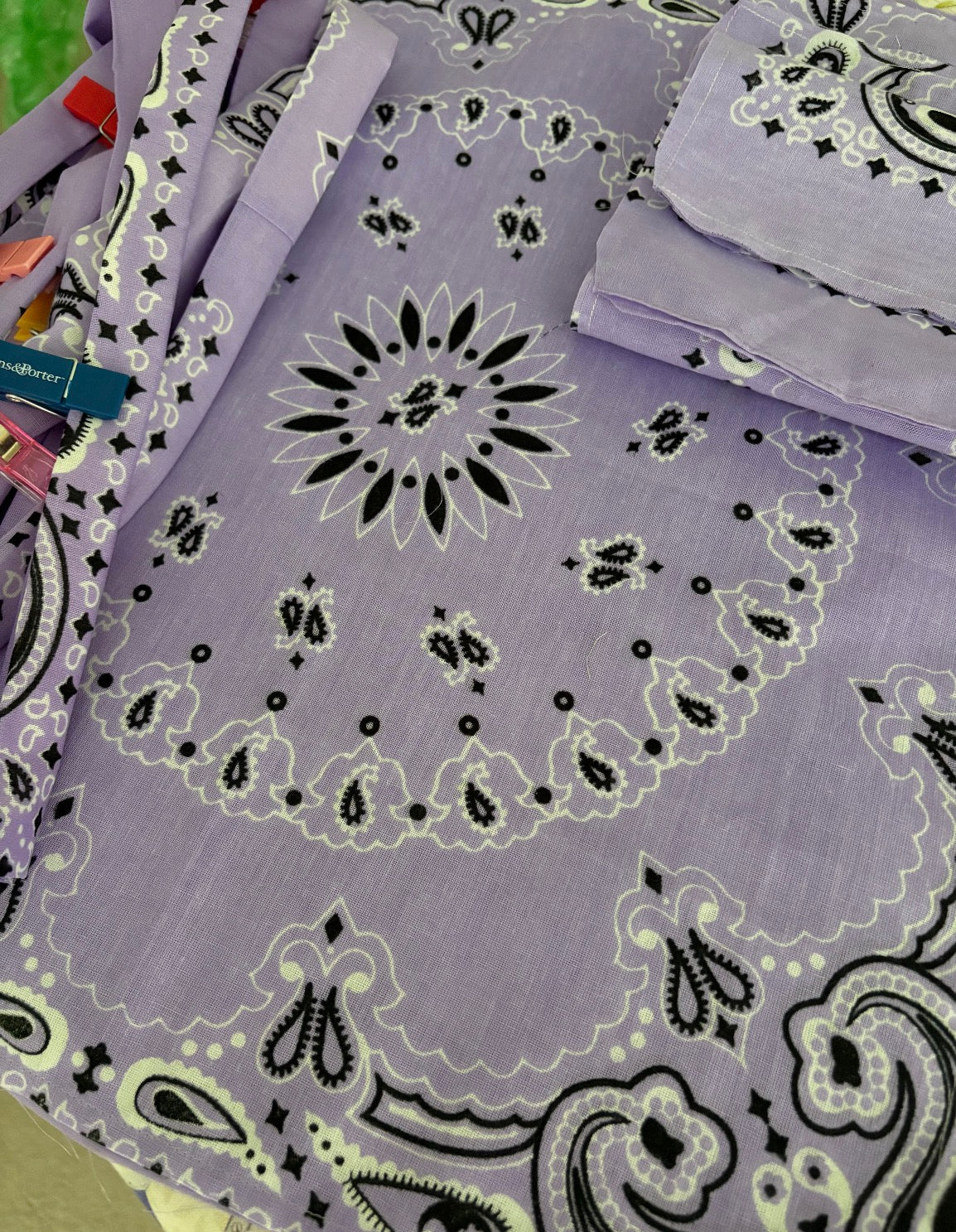 PRE ORDER Handmade Large Bandana Tote LAVENDER ships 7/17