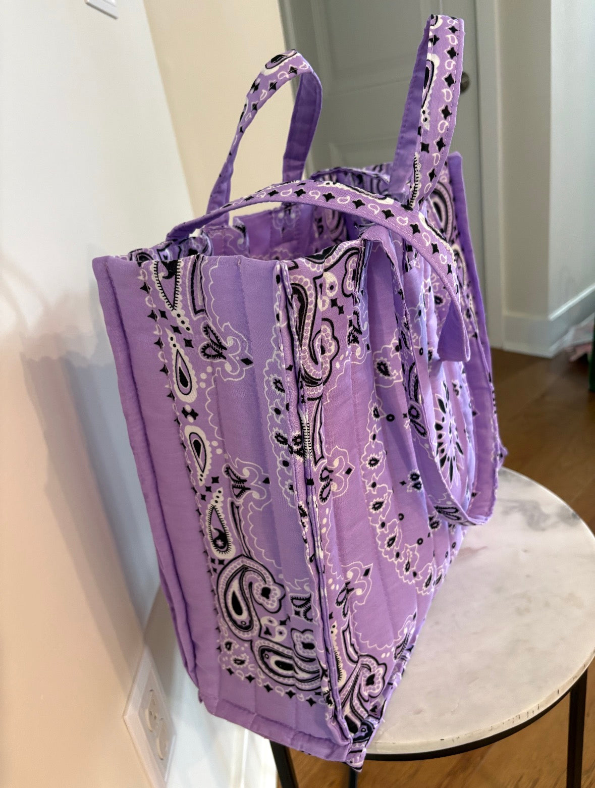Handmade Large Bandana Tote LAVENDER