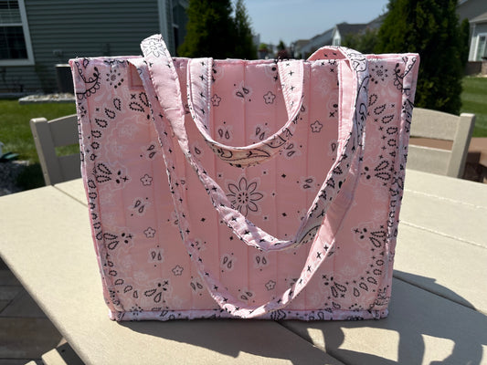 Handmade Large Bandana Tote Baby Pink