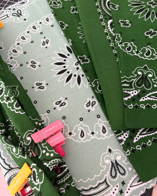 PRE ORDER Handmade Large Bandana Tote SAGE / DARK GREEN ships 7/17