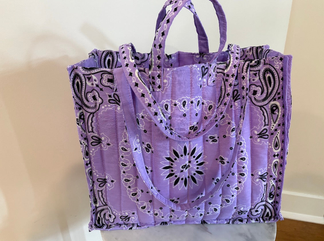 Handmade Large Bandana Tote LAVENDER