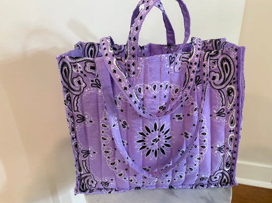 Handmade Large Bandana Tote LAVENDER
