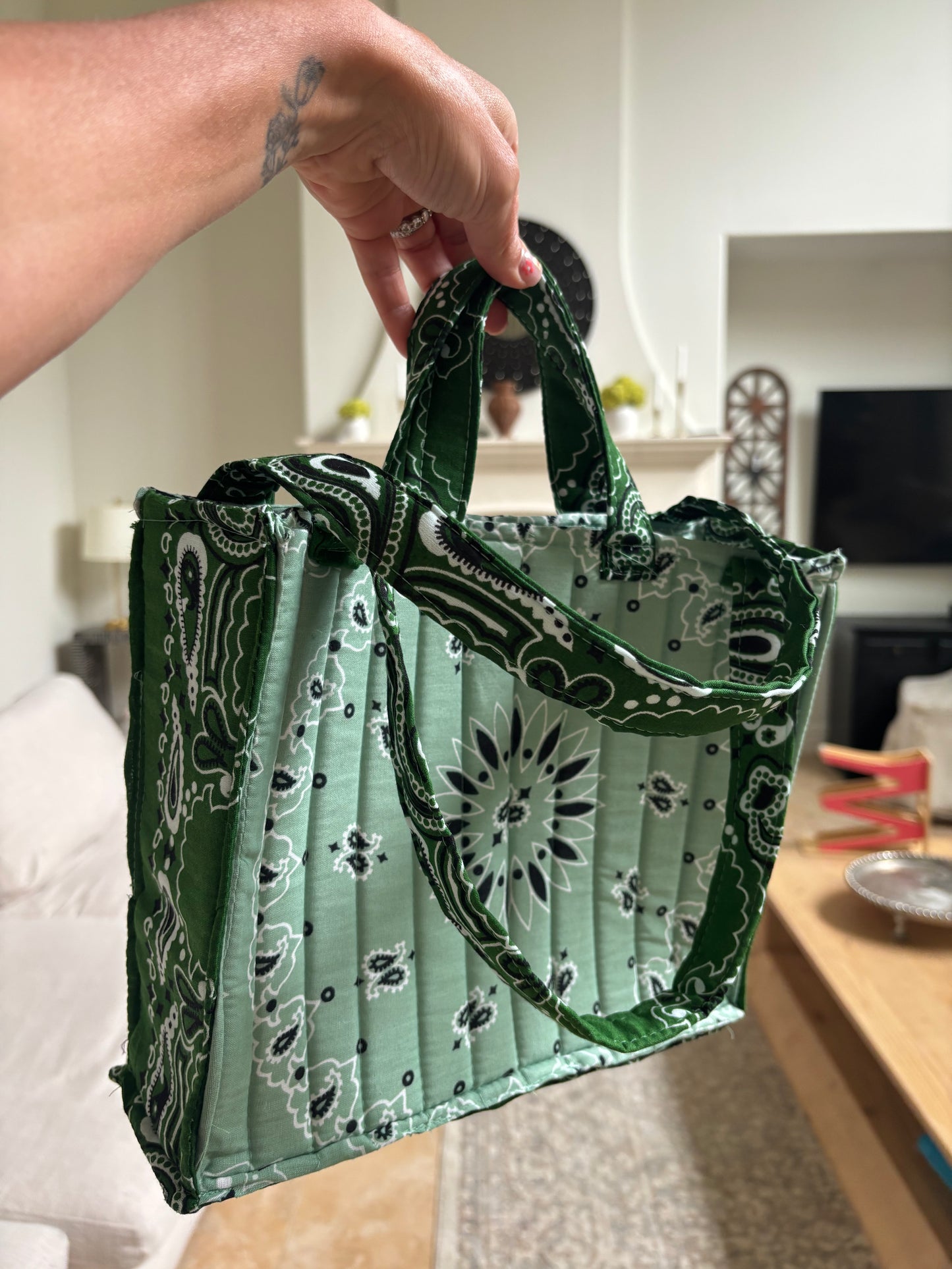 Handmade Mini Tote Green Bandana (Copy)