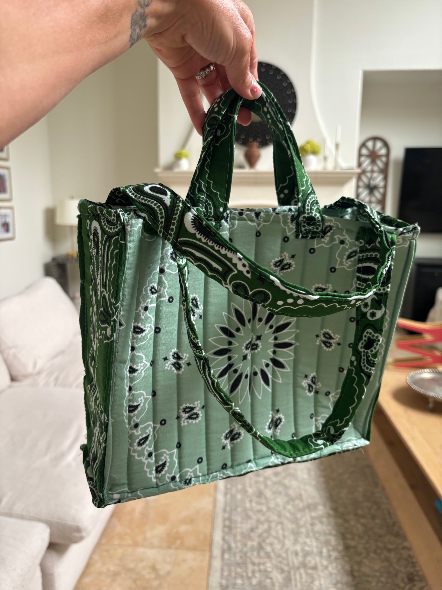 Handmade Mini Tote Green Bandana (Copy)