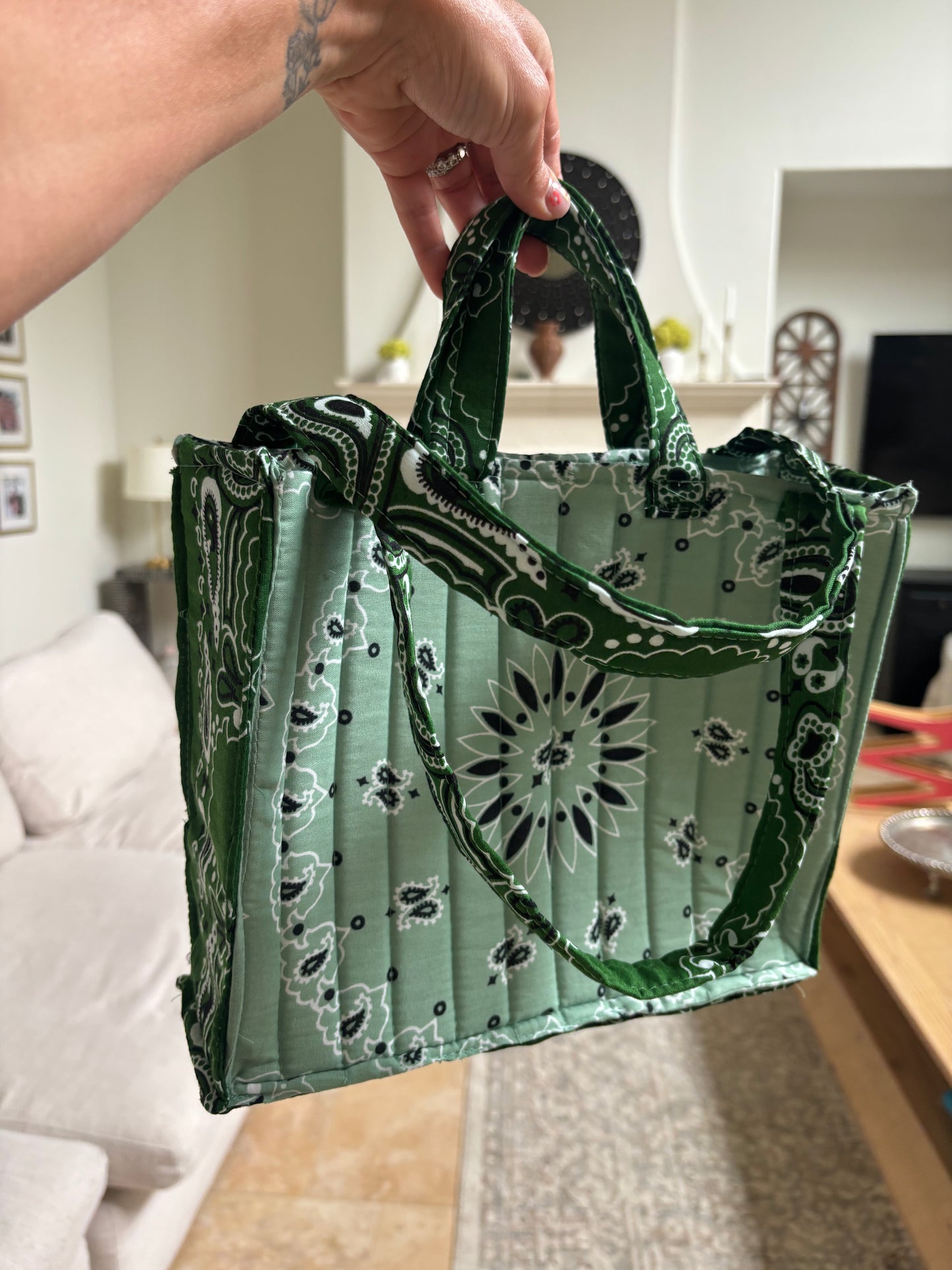 Handmade Mini Tote Green Bandana (Copy)