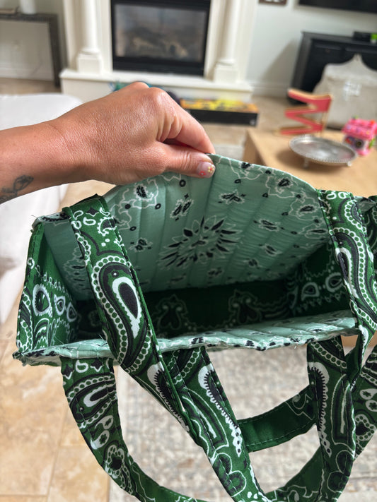 Handmade Mini Tote Green Bandana (Copy)