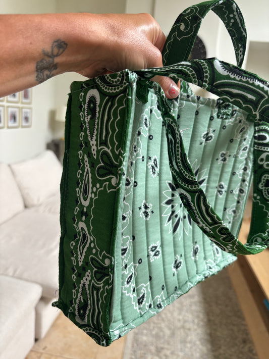 Handmade Mini Tote Green Bandana (Copy)