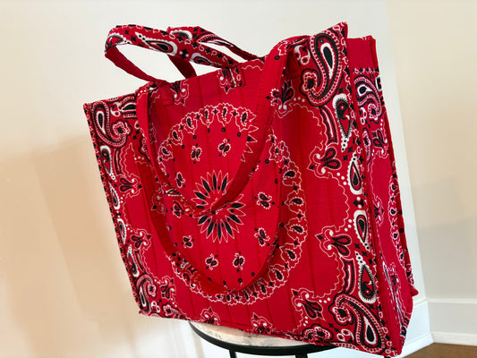 Handmade Large Bandana Tote RED