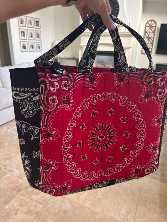 Handmade Large Bandana Tote Red / Black