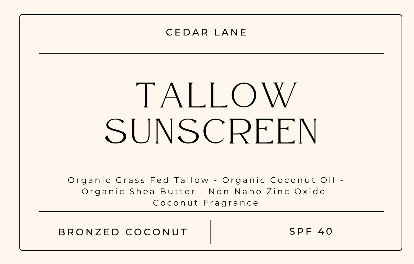 Tallow Sunscreen - Bronzed Coconut - 40 SPF - 2oz
